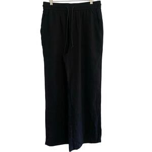 Halara Black Wide Leg Pocket Linen Feel Pants Size Large Casual Minimalist Ne